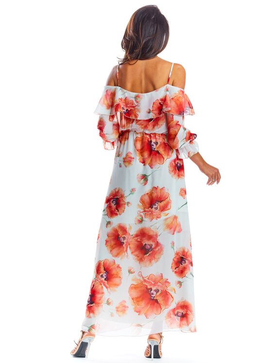 Awama Awama Sukienka letnia A311 Czerwony Basic Fit
