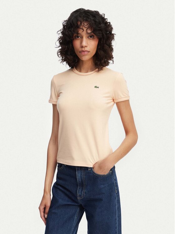 Lacoste Lacoste Tričko TF5289 Svetlo oranžová Regular Fit
