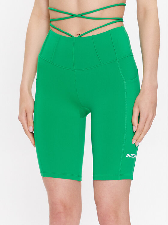 Guess Cyklistické šortky Brigit V3GD02 MC04Z Zelená Super Skinny Fit
