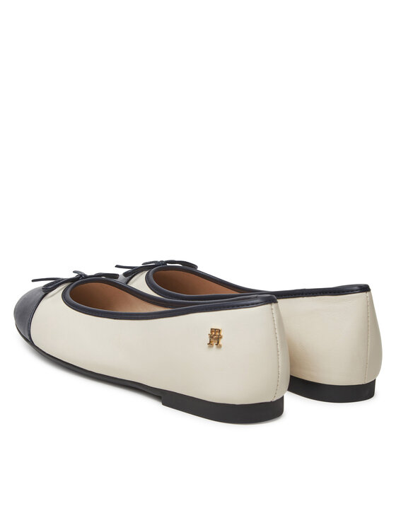Tommy Hilfiger Tommy Hilfiger Μπαλαρίνες Toe Cap Leather Ballerina FW0FW08759 Μπεζ