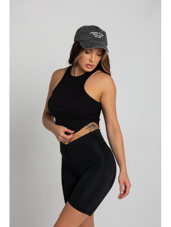 Chiara Wear Chiara Wear Tank top Top owalny (bokserka) Czarny Extra Slim Fit
