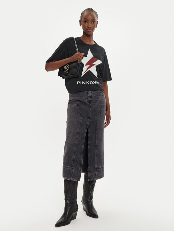 PINKO PINKO Jeans suknja Gregoriana Gonna 03903 A20U Crna Regular Fit