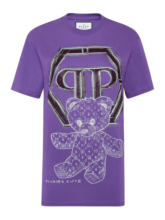 PHILIPP PLEIN PHILIPP PLEIN T-Shirt 3871 Fioletowy Regular Fit