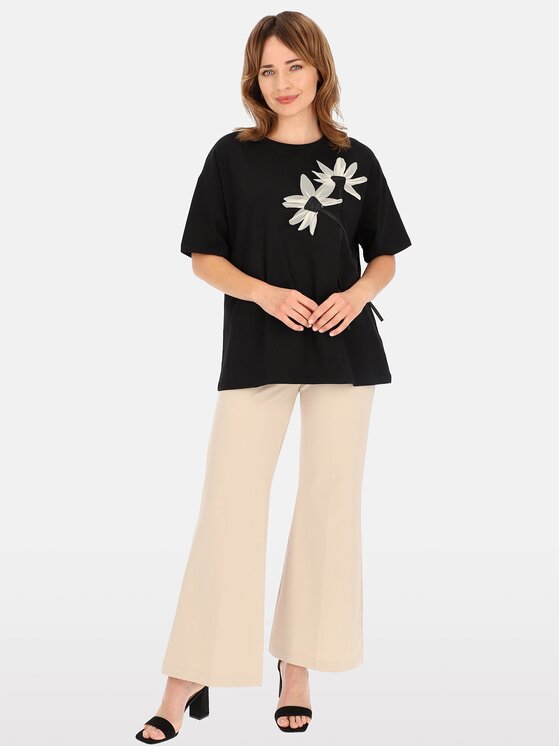 Perso Perso T-Shirt TCE240012F Czarny Regular Fit