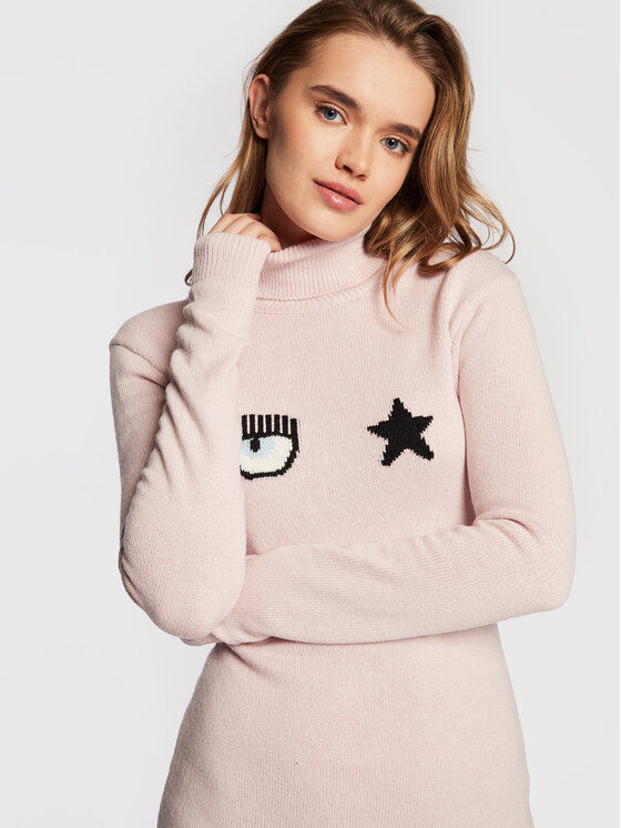 Chiara Ferragni Chiara Ferragni Pletena obleka 73CBOM22 Roza Slim Fit