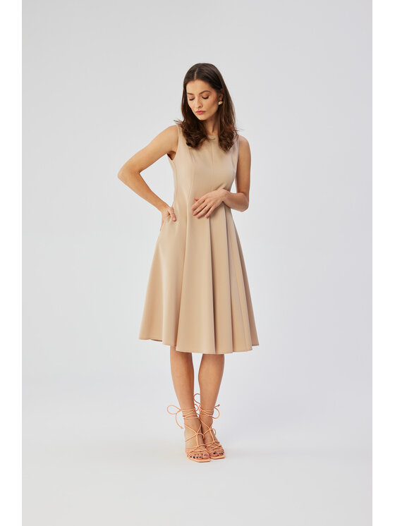 Stylove Stylove Sukienka koktajlowa S358 Beżowy Comfortable Fit