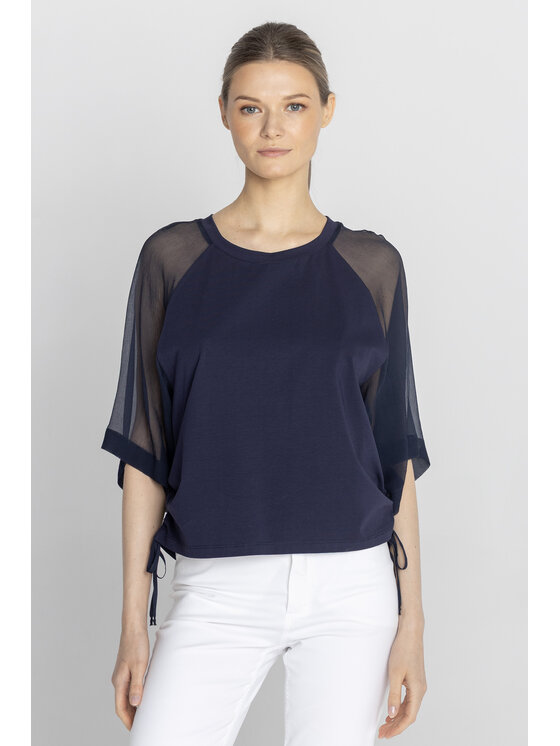 Deni Cler Milano Deni Cler Milano Bluzka W-DC-1224-F2-H9-58-1 Granatowy Regular Fit