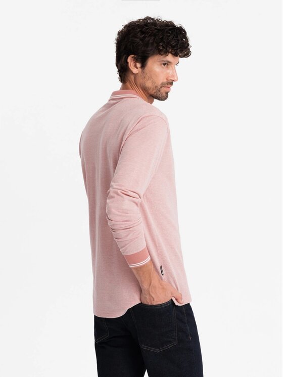 Ombre Ombre Longsleeve OM-POLS-0129 Różowy Regular Fit