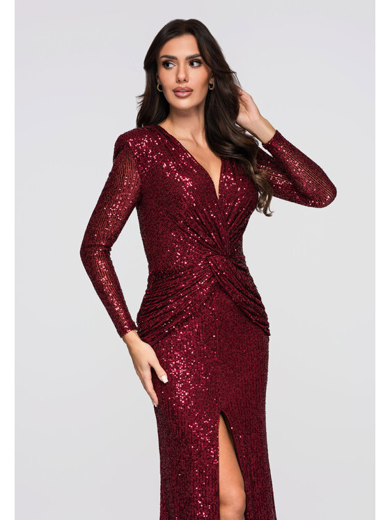 Ombre Ombre Sukienka wieczorowa LA-OM-DLR271 Czerwony Regular Fit
