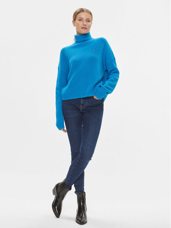 Tommy Hilfiger Tommy Hilfiger Rollkragenpullover WW0WW39902 Blau Relaxed Fit