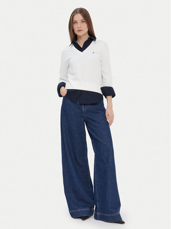 Tommy Hilfiger Tommy Hilfiger Džemper WW0WW42049 Bijela Regular Fit