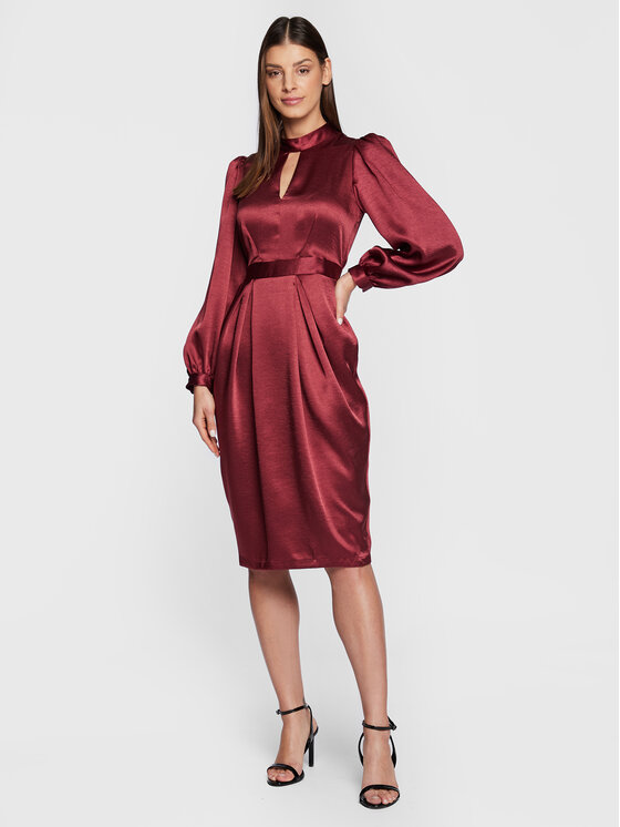 Closet London Closet London Haljina za svaki dan D8551 Tamnocrvena Regular Fit