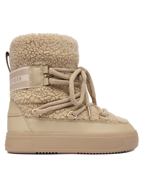 Tommy Hilfiger Tommy Hilfiger Hótaposó Faux Shearling Snowboot FW0FW08788 Ekru