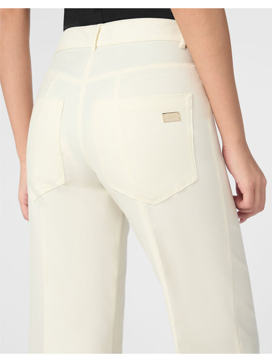 PHILIPP PLEIN PHILIPP PLEIN Spodnie materiałowe 22687 Biały Flare Fit