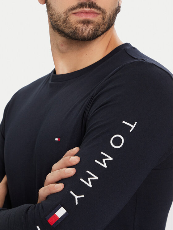 Tommy Hilfiger Tommy Hilfiger Longsleeve Logo MW0MW09096 Granatowy Regular Fit