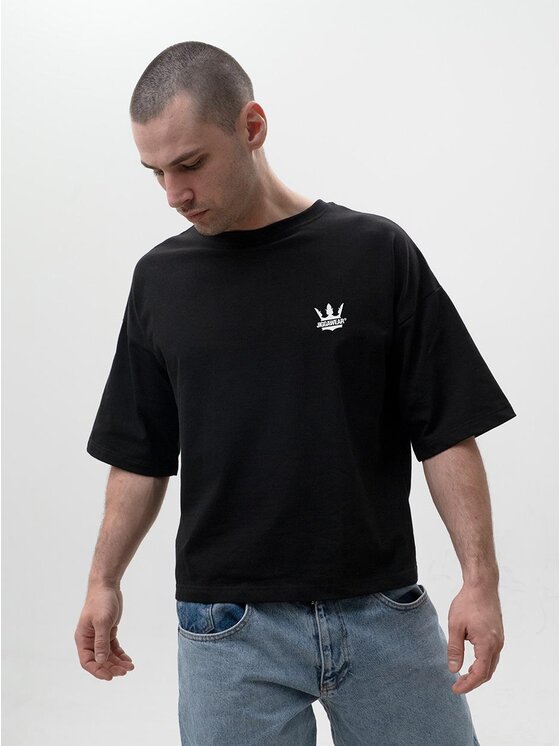 Jigga Wear Jigga Wear T-Shirt Koszulka Z Krótkim Rękawem luźna boksy 129554 Czarny Boxy Fit