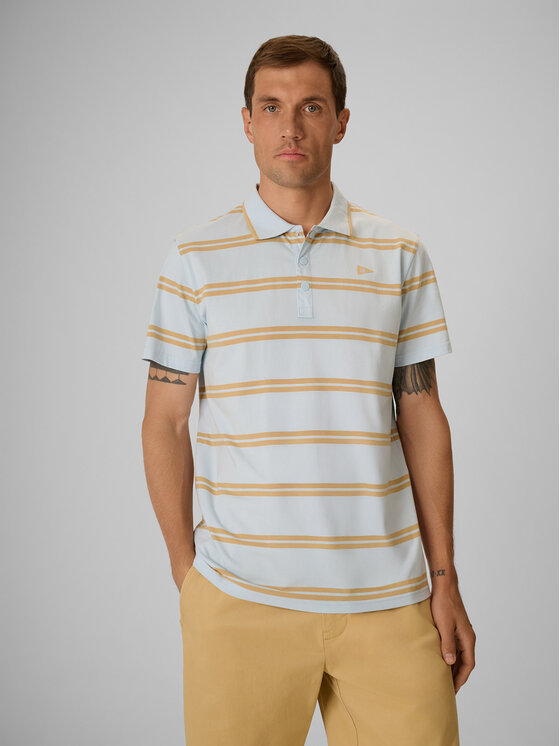 4F 4F Polo LAKESIDE ESCAPE Niebieski jasny Regular Fit