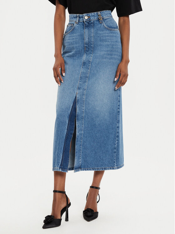 TWINSET TWINSET Jeans suknja 242TP2564 Plava Straight Fit