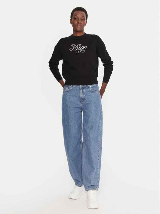 HUGO HUGO Pulover Slogix_B 50548145 Črna Relaxed Fit