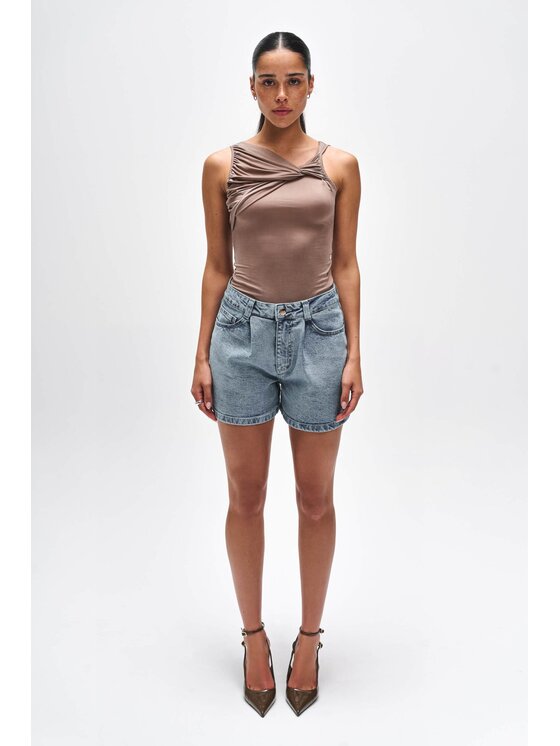 BENU BENU Bluzka MOKKA BLUZKA CUPRO Brązowy Slim Fit