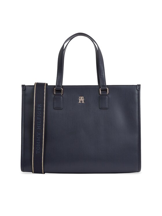 Geantă Tommy Hilfiger Th Monotype Tote AW0AW15978 Space Blue DW6