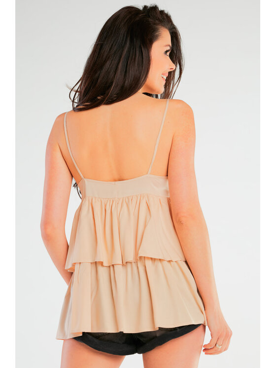 Awama Awama Bluzka A432 Beżowy Basic Fit