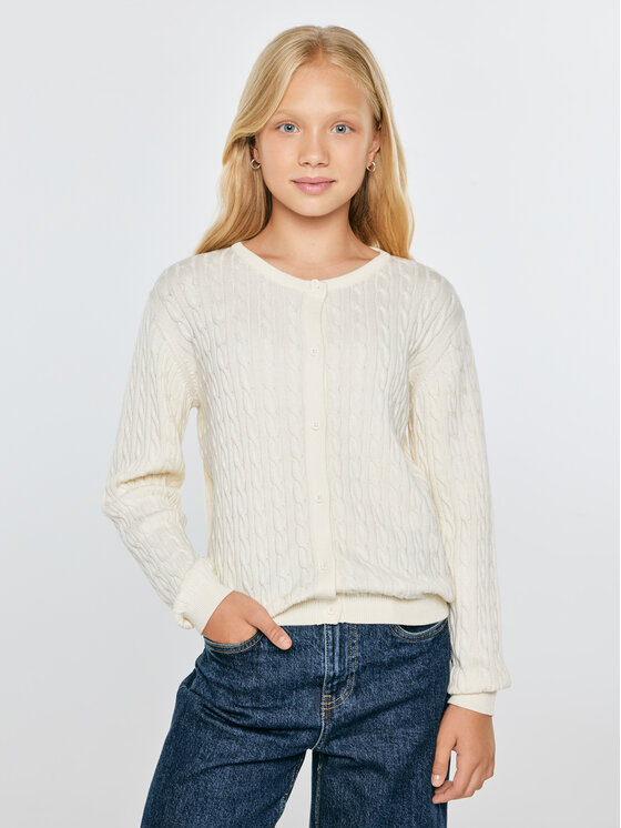 BIG STAR BIG STAR Sweter KARISITA Kremowy Basic Fit