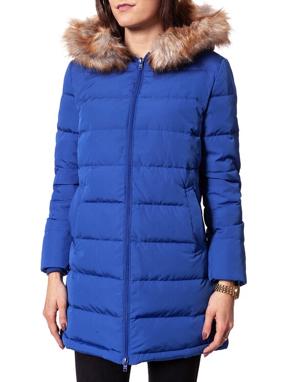 Wrangler Wrangler Kurtka damska LONG PUFFER Niebieski Slim Fit
