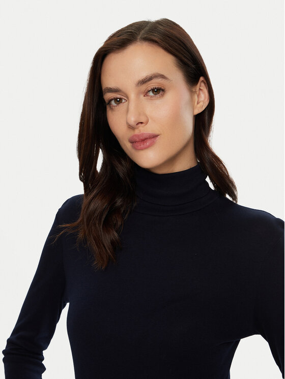 United Colors Of Benetton United Colors Of Benetton Bluză cu gât 3GA2E2224 Bleumarin Slim Fit