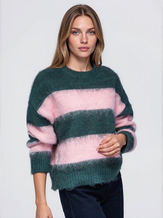 Ombre Ombre Sweter OW-SW-E0073 Zielony Oversize