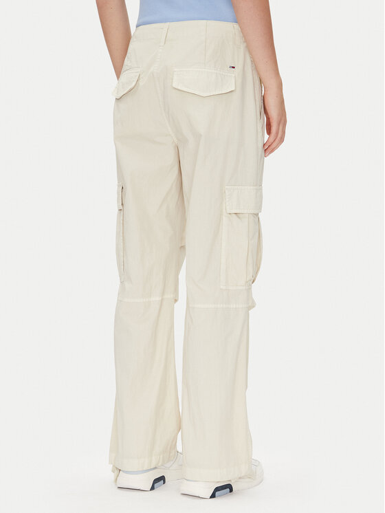 Tommy Jeans Tommy Jeans Medžiaginės kelnės Tjw Cargo Relaxed Straight DW0DW20350 Smėlio Relaxed Fit