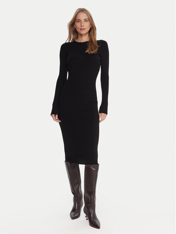 Kontatto Kontatto Úpletové šaty 3M0829C Čierna Slim Fit