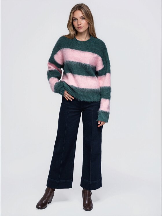 Ombre Ombre Sweter OW-SW-E0073 Zielony Oversize