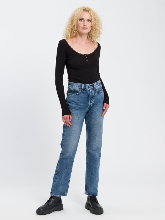 Cross Jeans Cross Jeans Bluzka 55830-020 Czarny Slim Fit