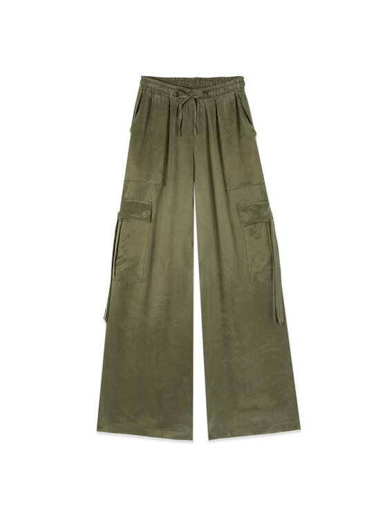 Oltre Oltre Pantaloni di tessuto P007J002659N035 Verde Baggy Fit