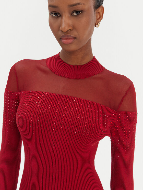 Guess Guess Трикотажна сукня W6RK98 Z2YJ2 Червоний Slim Fit