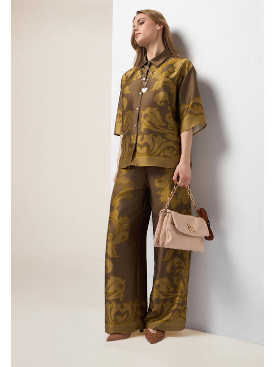 Oltre Oltre Pantaloni di tessuto P287J002390N0S5 Marrone A-Line Fit