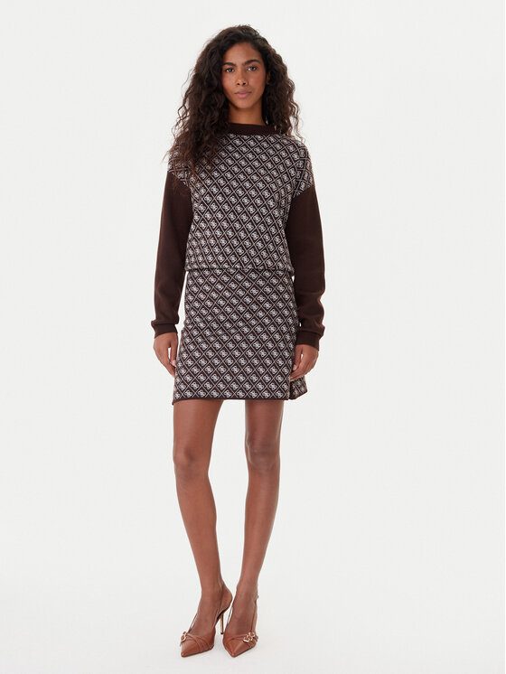 Guess Guess Bluză cu gât W5BR23 Z3JD2 Maro Relaxed Fit