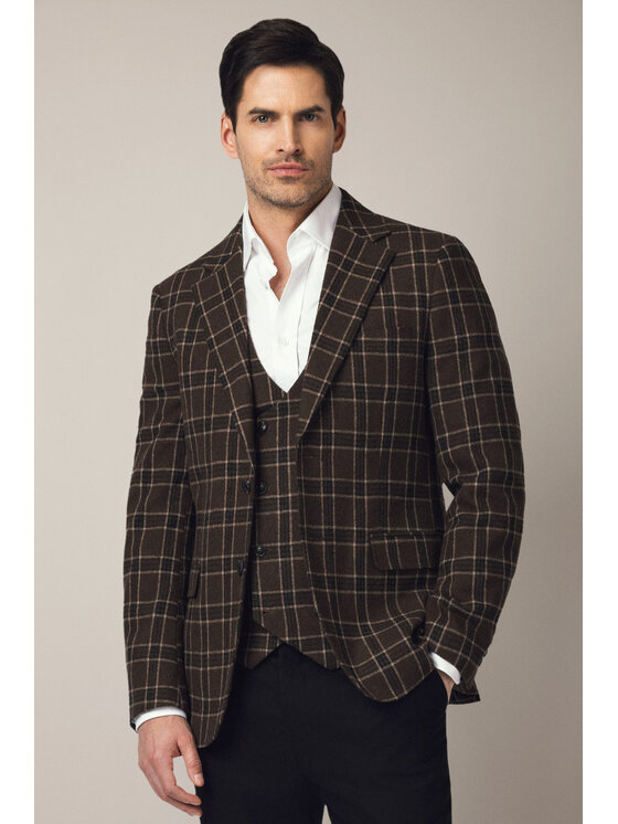 Lancerto Lancerto Marynarka Erice MA131225000022 Brązowy Slim Fit