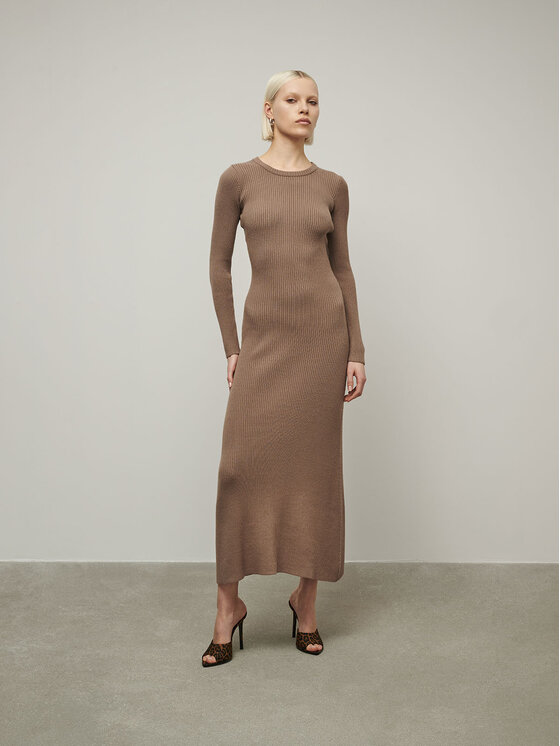 La Mania La Mania Každodenné šaty FIORE TAUPE Hnedá Classic Fit