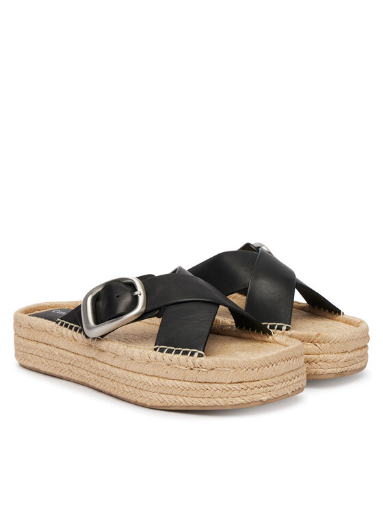 Calvin Klein Calvin Klein Espadrilky Flatf Espadrill Cross Lth Hdw HW0HW02892 Čierna