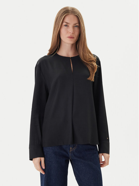 Tommy Hilfiger Bluză WW0WW47339 Negru Relaxed Fit