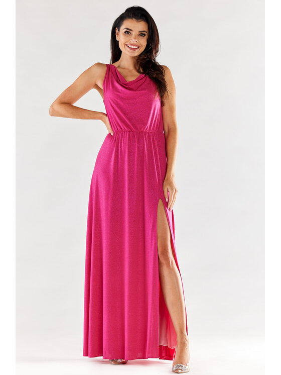 Awama Awama Večerní šaty A553 Fialová Basic Fit
