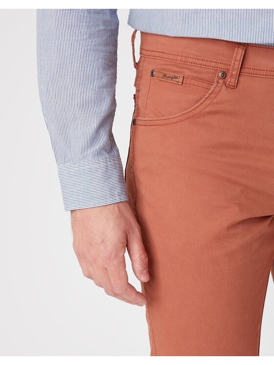 Wrangler Wrangler Spodnie materiałowe TEXAS SLIM Pomarańczowy Slim Fit