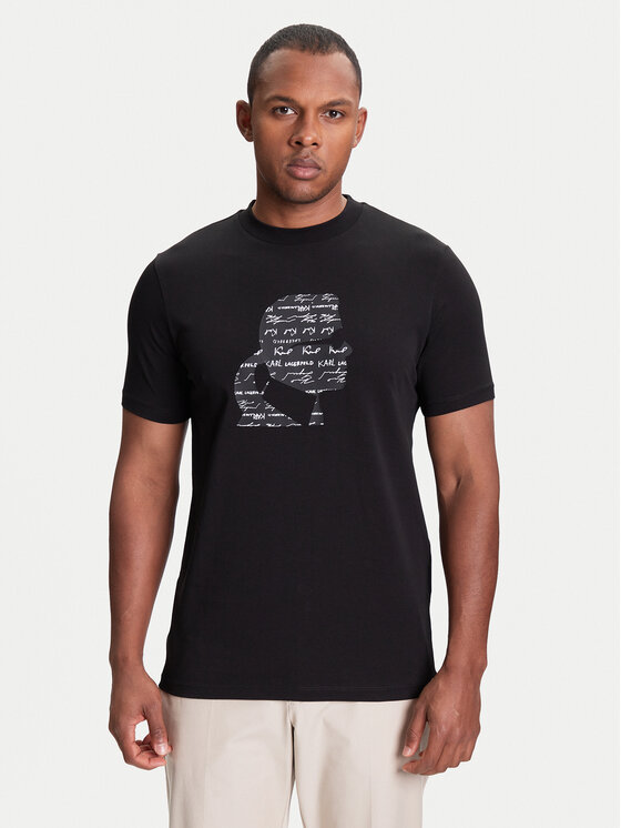 KARL LAGERFELD Męski T-Shirt, rozmiar S, Czarny, 755042 553235