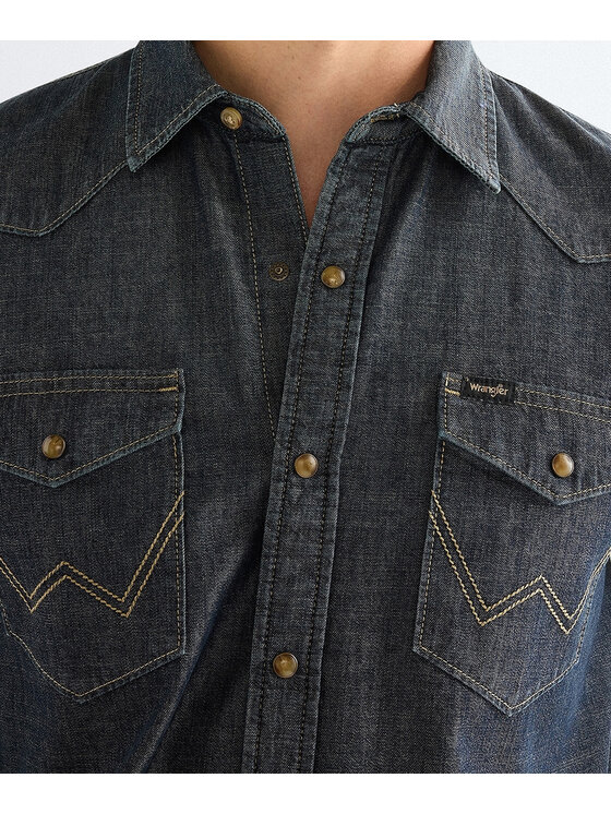 Wrangler Wrangler camicia di jeans 112378473 Blu scuro Regular Fit