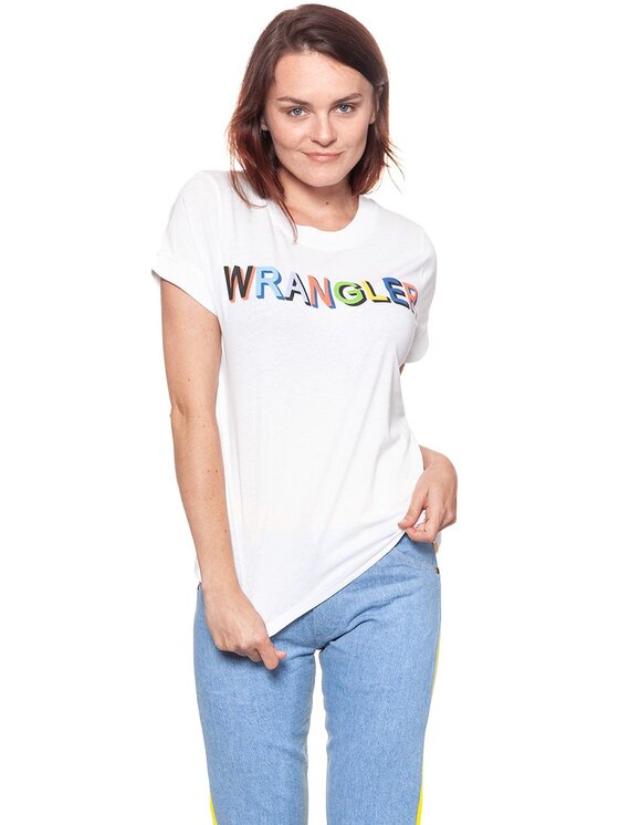 Wrangler Wrangler T-Shirt T-SHIRTS 80'S TEE Biały Regular Fit