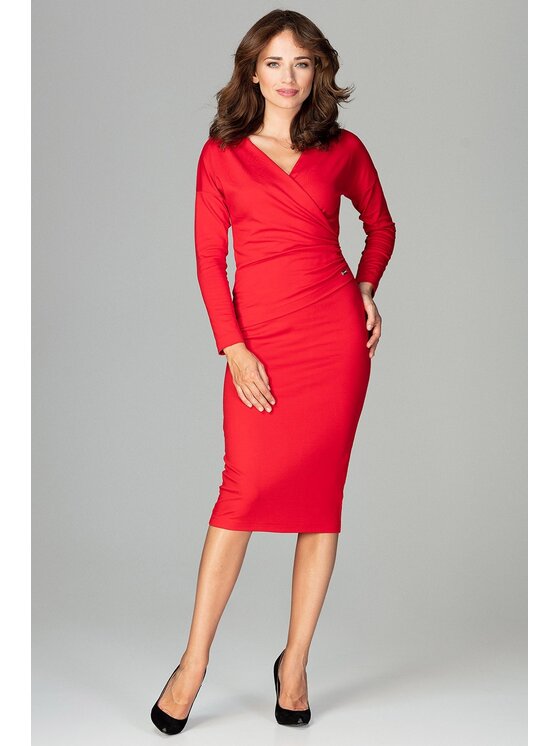 Lenitif Lenitif Šaty K477 Červená Slim Fit