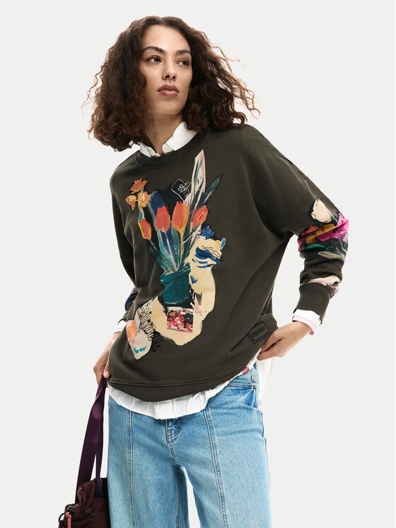 Desigual Desigual Mikina Evelyn 26SWSK16 Šedá Regular Fit