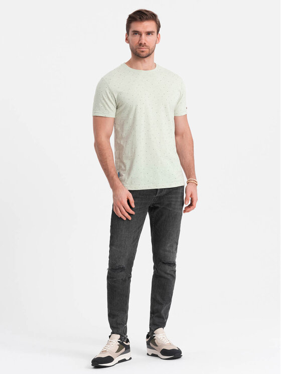 Ombre Ombre T-Shirt OM-TSFP-0185 Zielony Regular Fit